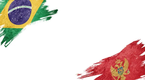 Flags of Brazil and Montenegro on White Background — Stock Photo, Image